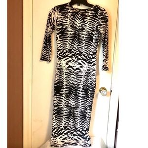 MIDI BODY CON DRESS WITH BLACK AND WHITE PRINT 🦓